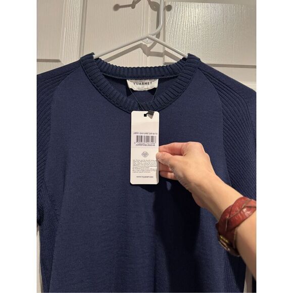 NWT VURNET 100% Wool JEAN VUARNET Dark Navy V-NECK JUMPER Crewneck Sweater M - Picture 8 of 16